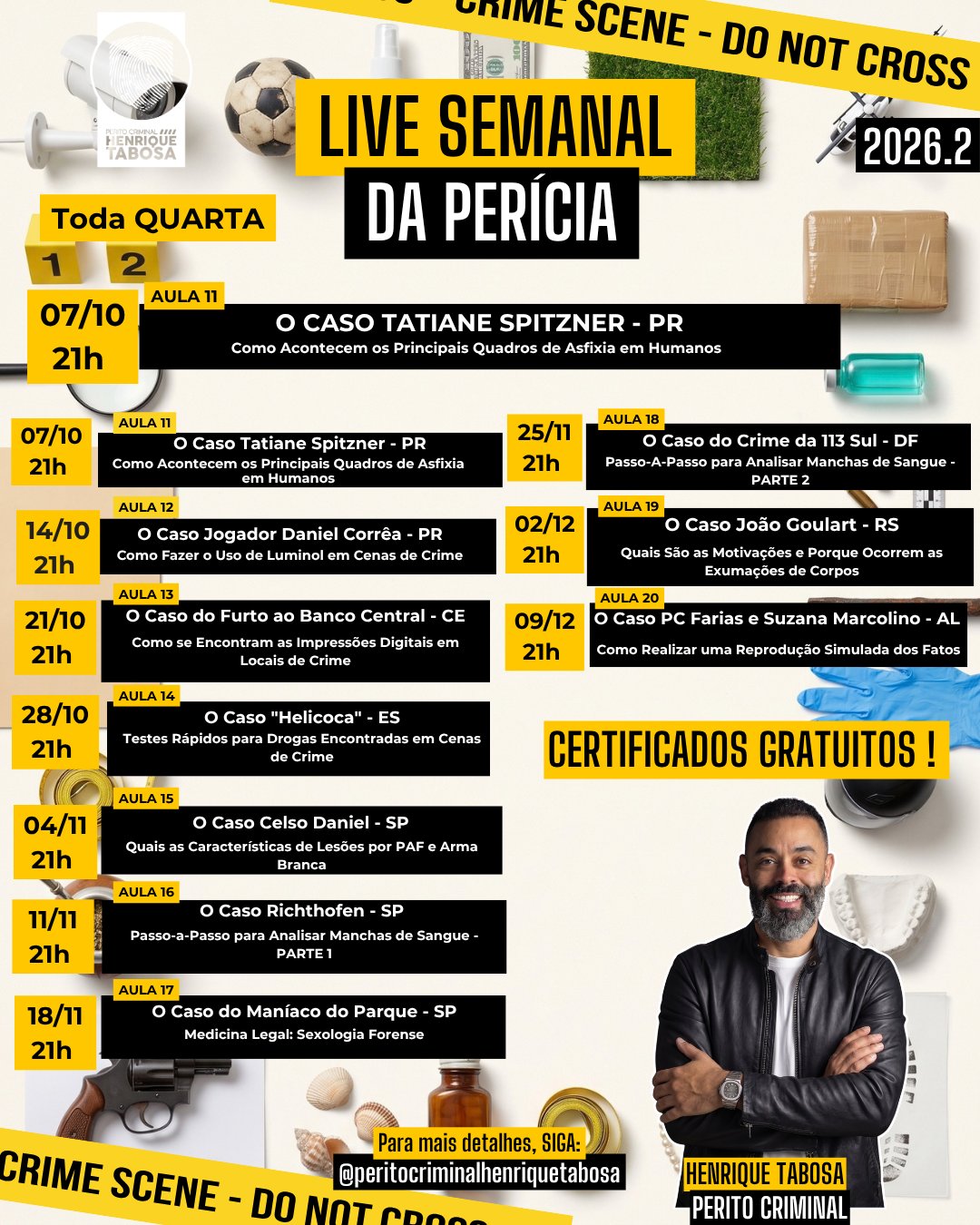 Cartaz do calendário das lives — Bloco B (aulas 11 a 20)